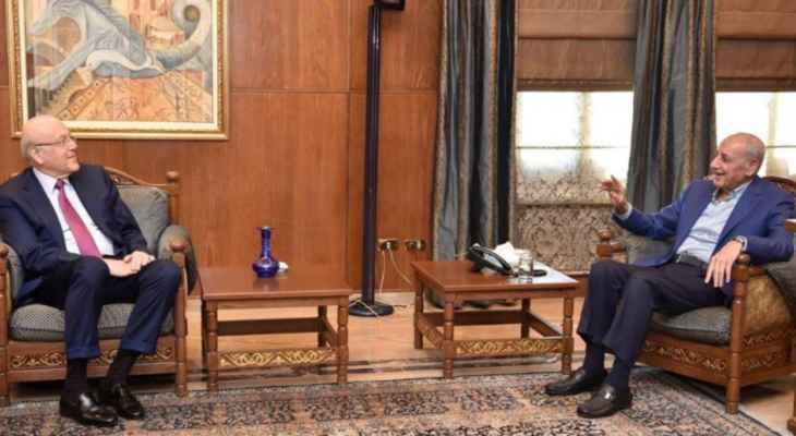 ميقاتي بعد لقائه بري: لقاء إيجابي كالعادة وعرضنا النقاط التي سأتطرق إليها في القمة العربية