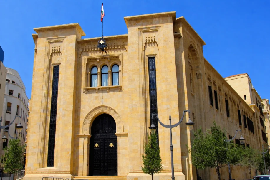 مبنى مجلس النواب اللبناني في بيروت تحت سماء زرقاء