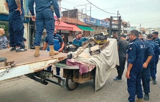 شرطة بلدية برج البراجنة تنفّذ حملة لإزالة التعديات على الطريق العام في الأوزاعي